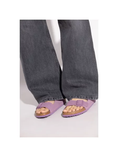 Klapki Birkenstock zamszowe fioletowe