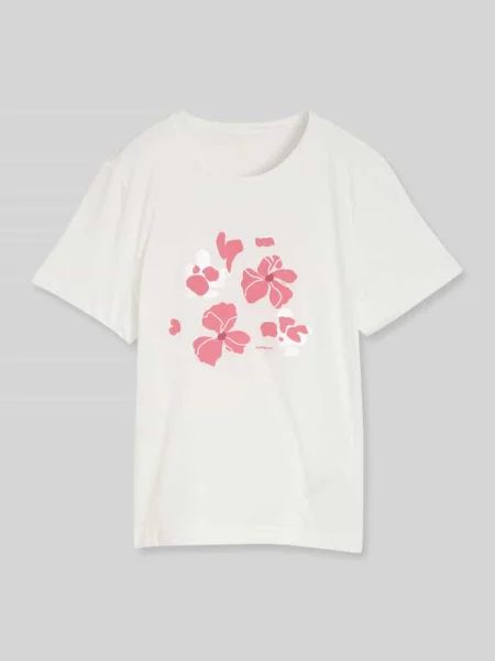 T-shirt o kroju regular fit z czystej bawełny z nadrukiem z motywem Tom Tailor biała