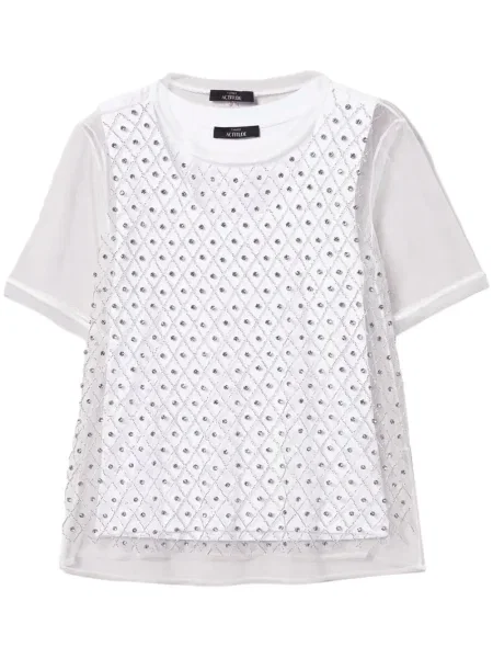 Tricou Twinset cu broderie din tul alb