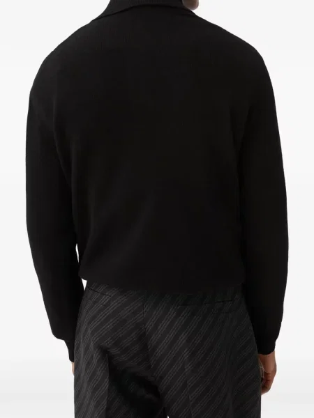 Tricou polo Versace de lână negru