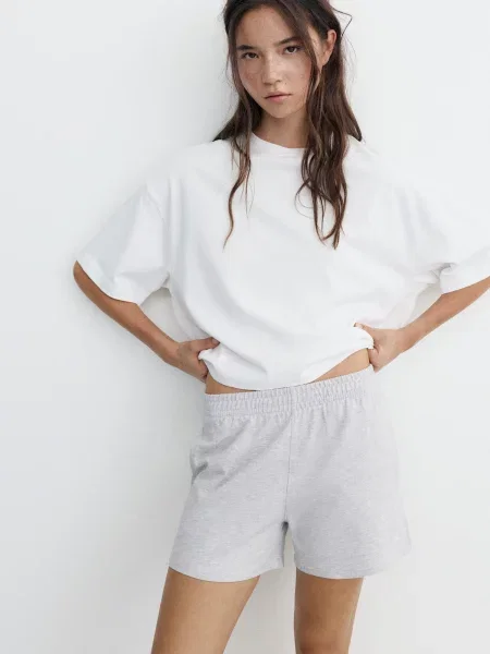 Pull&Bear Nohavice PACIFIC sivá melírovaná biela