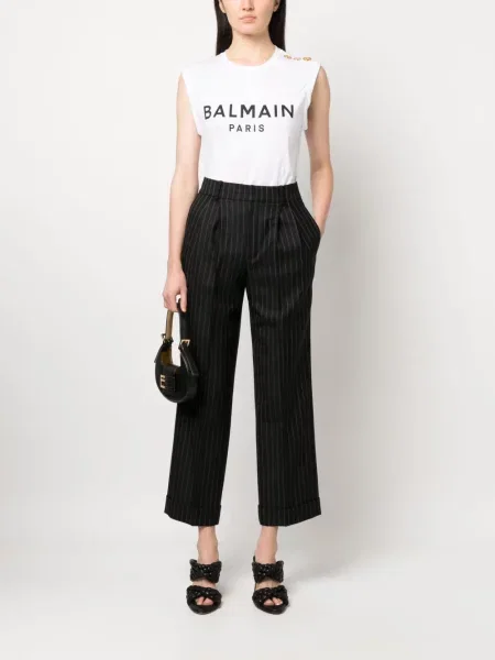 Raštuota marškinėliai be rankovių Balmain balta