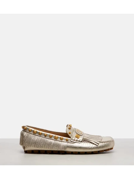 Pantofi loafer Valentino Garavani din piele auriu
