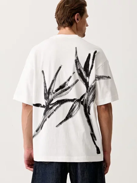HUGO Tricou Dariso alb natural bej