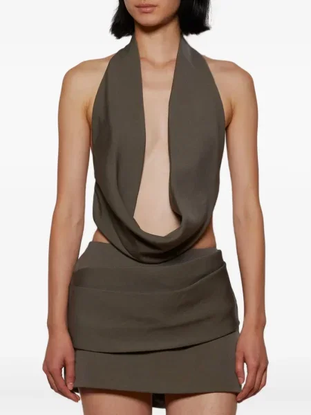 Top Alex Perry cu gât halter gri