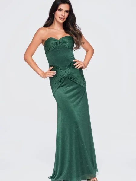 Rochie de seară Edoti fără bretele verde