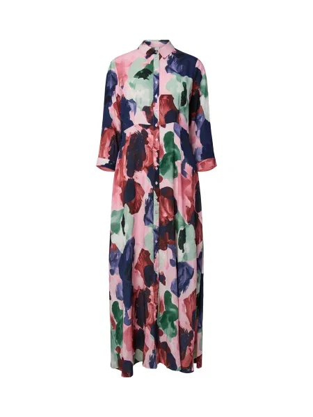 YAS Rochie tip bluză YASSAVANNA bleumarin / verde mentă / roz / vin roșu