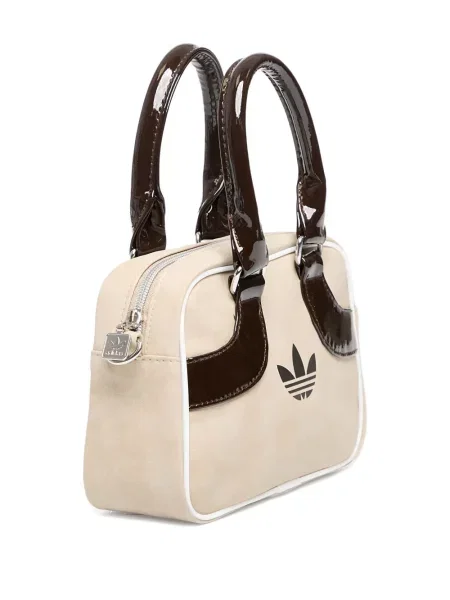 Top Adidas cu dungi din jerseu cu imagine gri