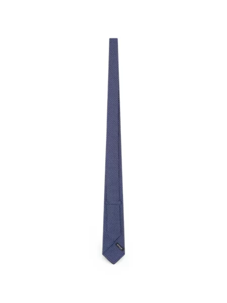 Cravată Kiton de mătase cu imprimeu geometric albastru