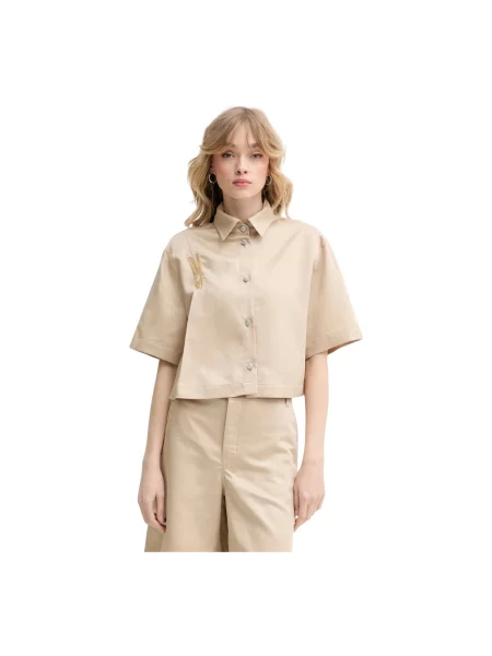 Lniana koszula Moschino beżowa