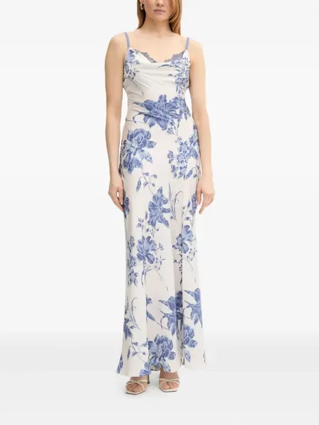 Rochie maxi Guess cu model floral cu imagine alb