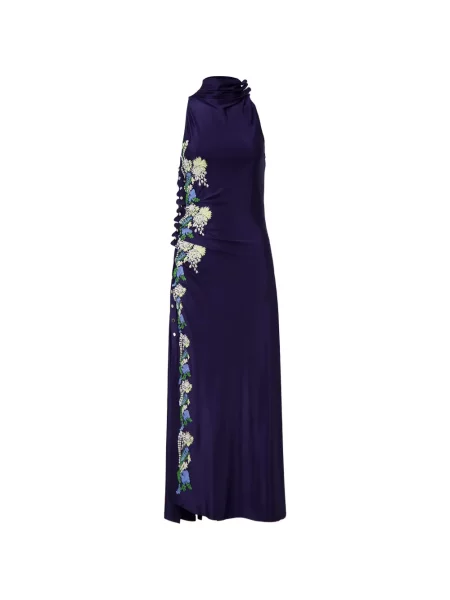 Rochie maxi Rabanne fără mâneci cu model floral violet