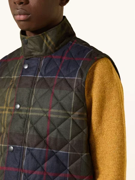 Barbour Prošívaná Vesta tmavě zelená / tmavě / tmavě modrá červená