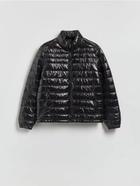 Reserved Geacă matlasată cu guler înalt negru