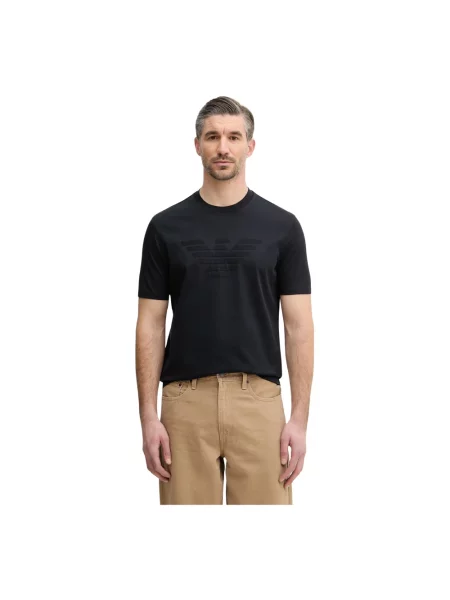 Koszulka Emporio Armani z logo niebieska