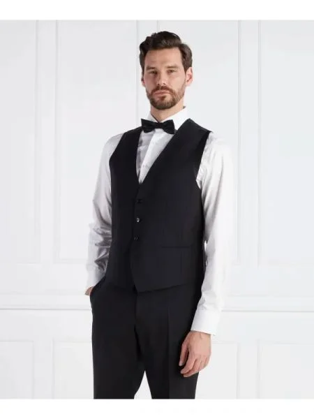 BOSS BLACK Vestă | Tailored slim negru