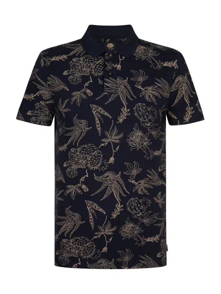 Petrol Industries Tricou bleumarin / muștar galben