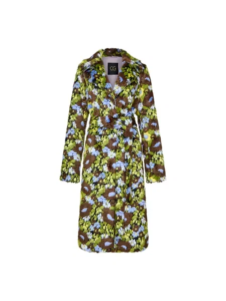 Długi futro Cesare Gaspari z nadrukiem