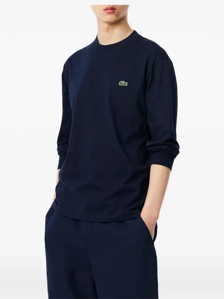 Lung tricou Lacoste cu autograf albastru