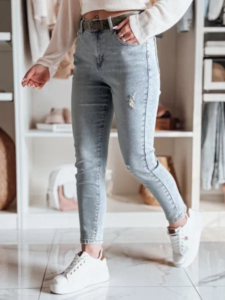 Spodnie jeansowe slim fit z paskiem MIXFELL Dstreet niebieskie