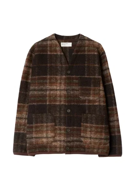 Cardigan Universal Works în carouri maro