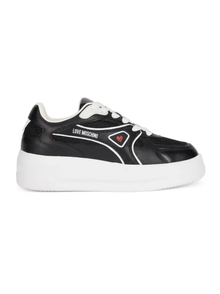 Sneakersy Love Moschino skórzane z siateczki czarne