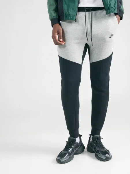 Nike Sportswear Hlače TCH FLC svetlo siva črna