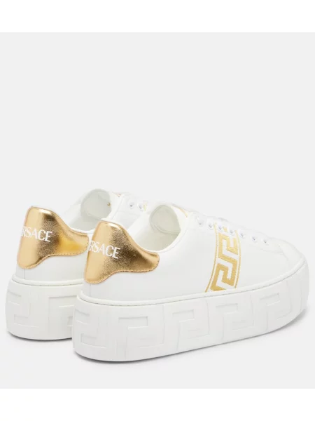 Sneakerși Versace cu broderie alb