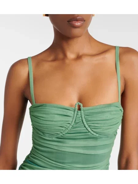 Rochie maxi Sir cu imagine plasă drapată verde