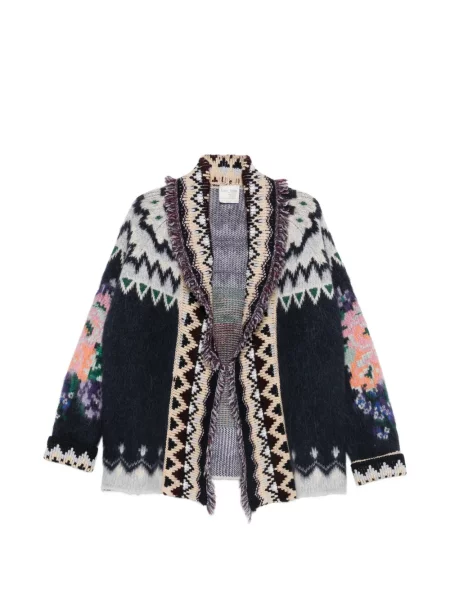 Cardigan Forte_forte cu imprimeu geometric albastru