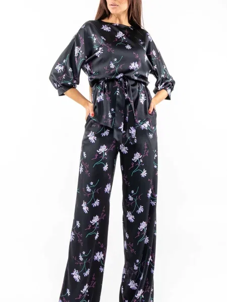 Штани палаццо RiMari шовк чорний