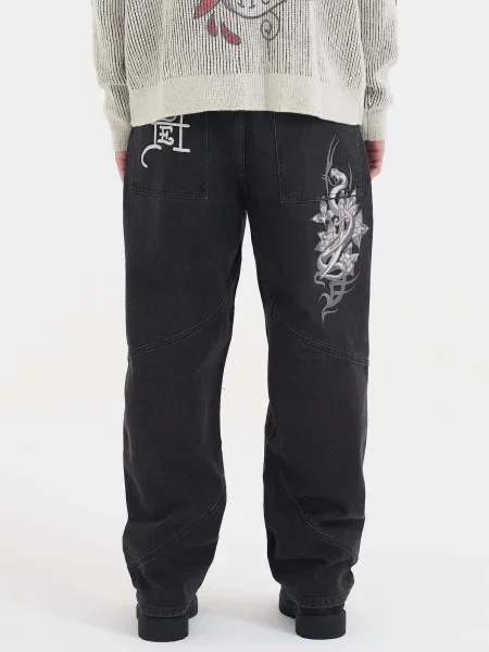 Ed Hardy Jeans gri / negru denim alb