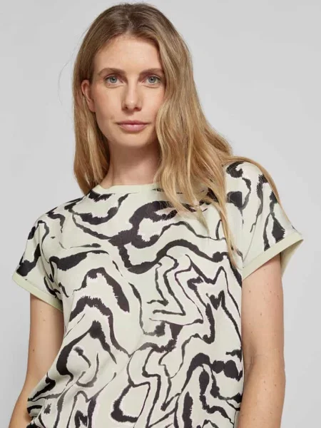 T-shirt z mieszanki z okrągłym dekoltem model ‘Panya’ B.young zielona