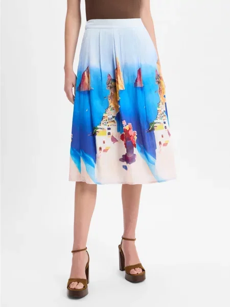 More & More Letnia spódnica Kobiety niebieski|wielokolorowy wzorzysty 36 niebieska