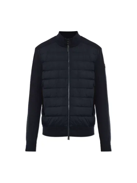 Kardigan Moncler wełniany pikowany niebieski