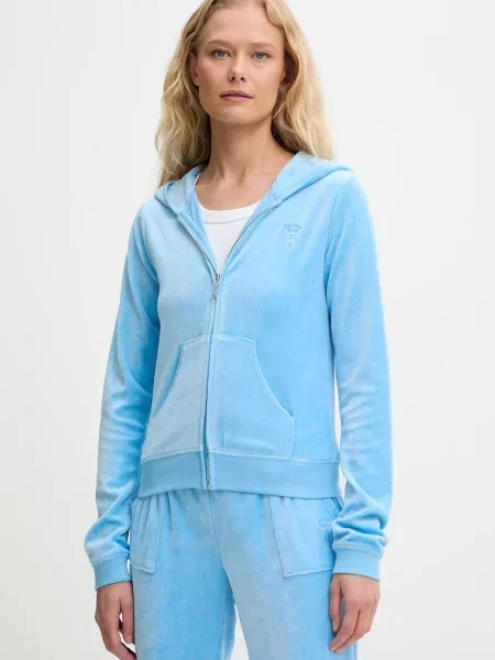 Juicy Couture bluza HERITAGE ROBYN HOODIE z kapturem z aplikacją niebieski