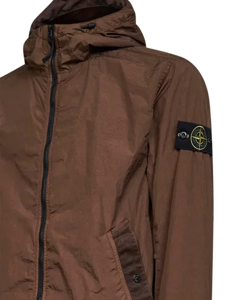 Geacă Stone Island cu glugă cu strasuri maro