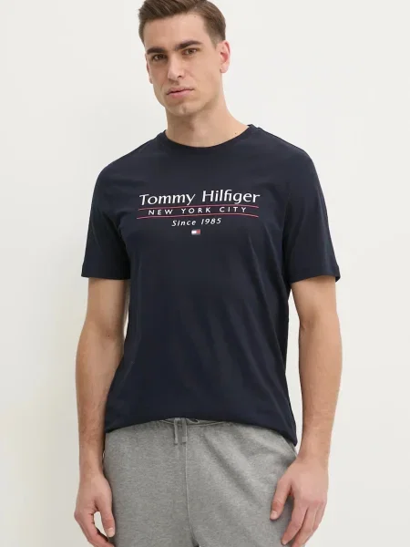 Тениска Tommy Hilfiger с принт тъмносиньо