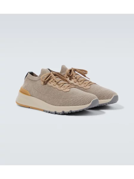 Sneakerși Brunello Cucinelli tricotate gri