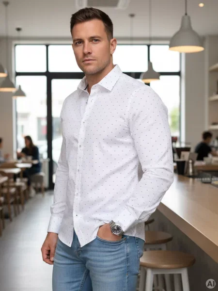 Koszula slim fit we wzory Dstreet biała