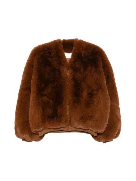 Kurtka The Frankie Shop ze sztucznego futra brązowa