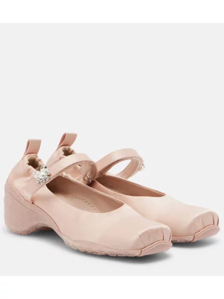 Pantofi cu toc Simone Rocha din satin de cristal roz