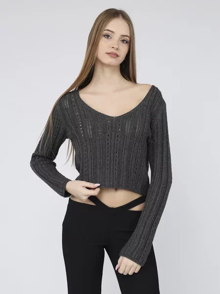 Джемпер YUKI темно-сірий бавовна/акрил сірий