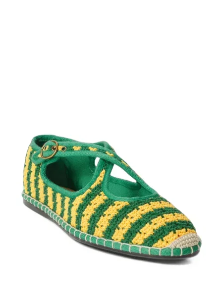 Sandale Polo Ralph Lauren cu broderie cu dungi tricotate verde