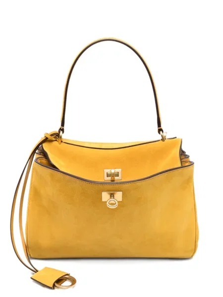 Geantă shopper Balenciaga din piele de căprioară galben