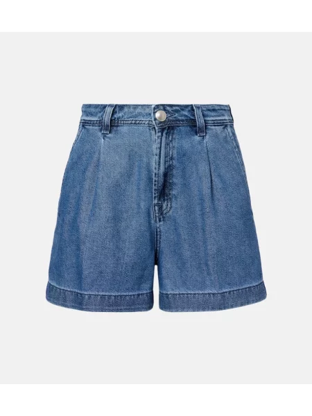 Плисирани дънкови шорти 7 For All Mankind синьо