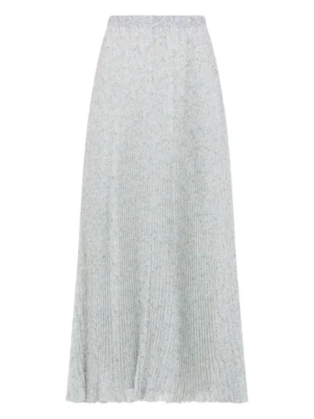 Fusta plisata Ermanno Scervino cu model floral plisată până la genunchi alb