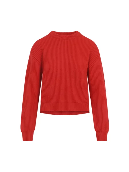 Dzianinowy sweter Jil Sander czerwony