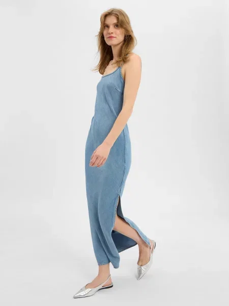Samsøe Samsøe sukienka maxi Sasunna Kobiety Lyocell jednolity S niebieski