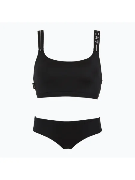 Costum de baie din două piese pentru femei Emporio Armani Logo Tape Bikini Top black negru